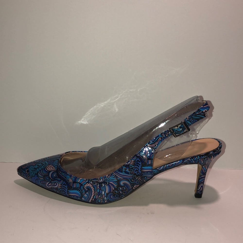 Blue Patterned Swirly Heel